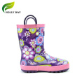 Botas de lluvia de goma morada impermeable para niños